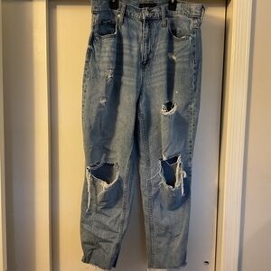 🧡 Aeropostale Slim & Thick Curvy Mom Jean Distressed Busted Knee Zip Fly Sz 14